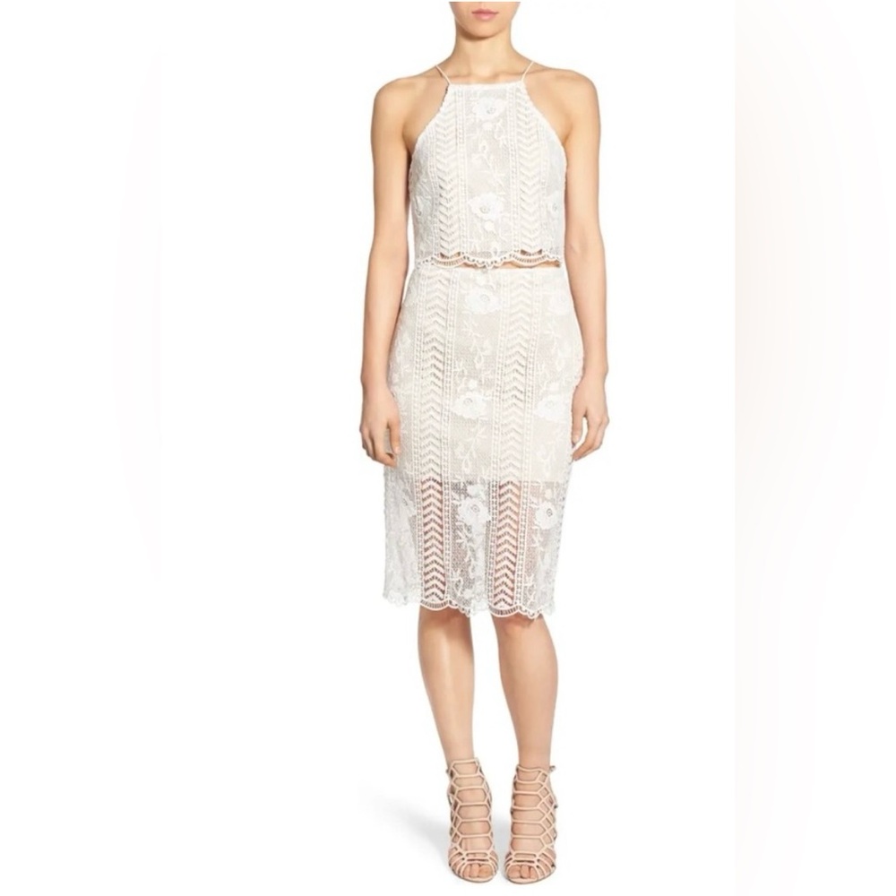 J.O.A. White Lace Skirt Set